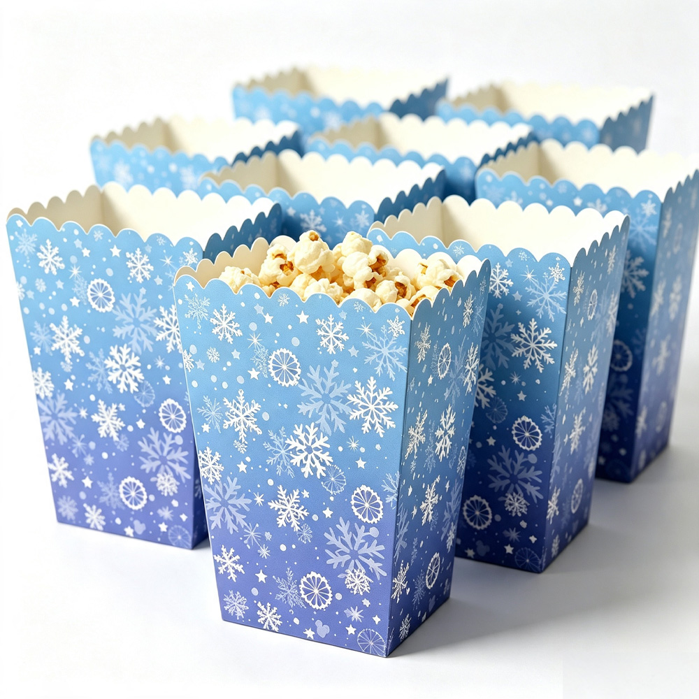 Kraft Paper Box - 10-50pcs Snowflake Popcorn Boxes Paper Snack