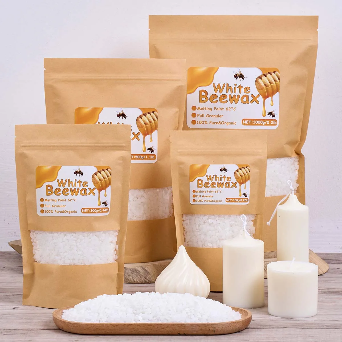 500g White Beeswax DIY Candle  - огляд і ціна Candle Supplies Beeswax